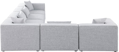 Crescent Grey Durable Linen Textured Modular Sectional Sec6A