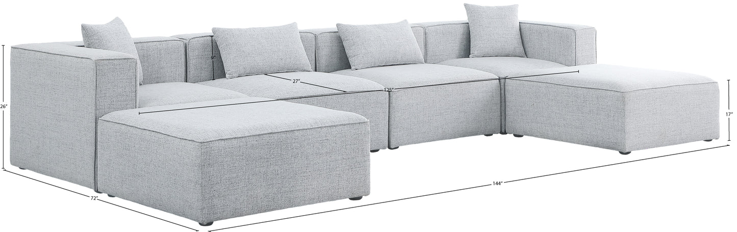 crescent grey durable linen textured modular sectional sec6b