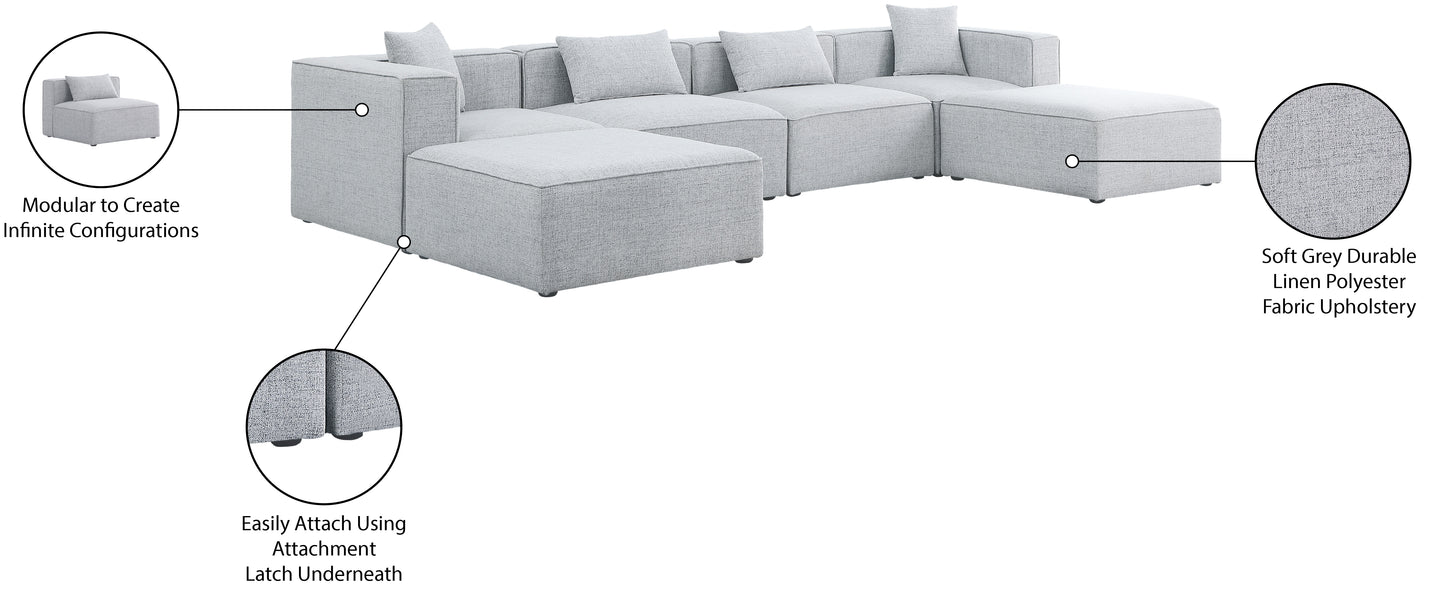 crescent grey durable linen textured modular sectional sec6b