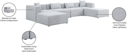 Crescent Grey Durable Linen Textured Modular Sectional Sec6B