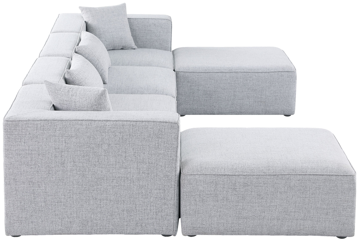 crescent grey durable linen textured modular sectional sec6b