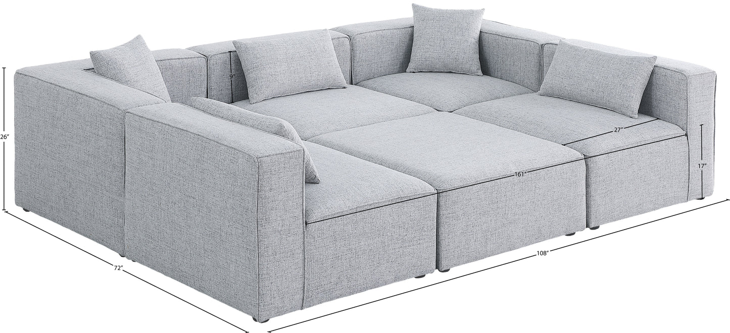 crescent grey durable linen textured modular sectional sec6c