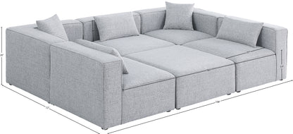 Crescent Grey Durable Linen Textured Modular Sectional Sec6C