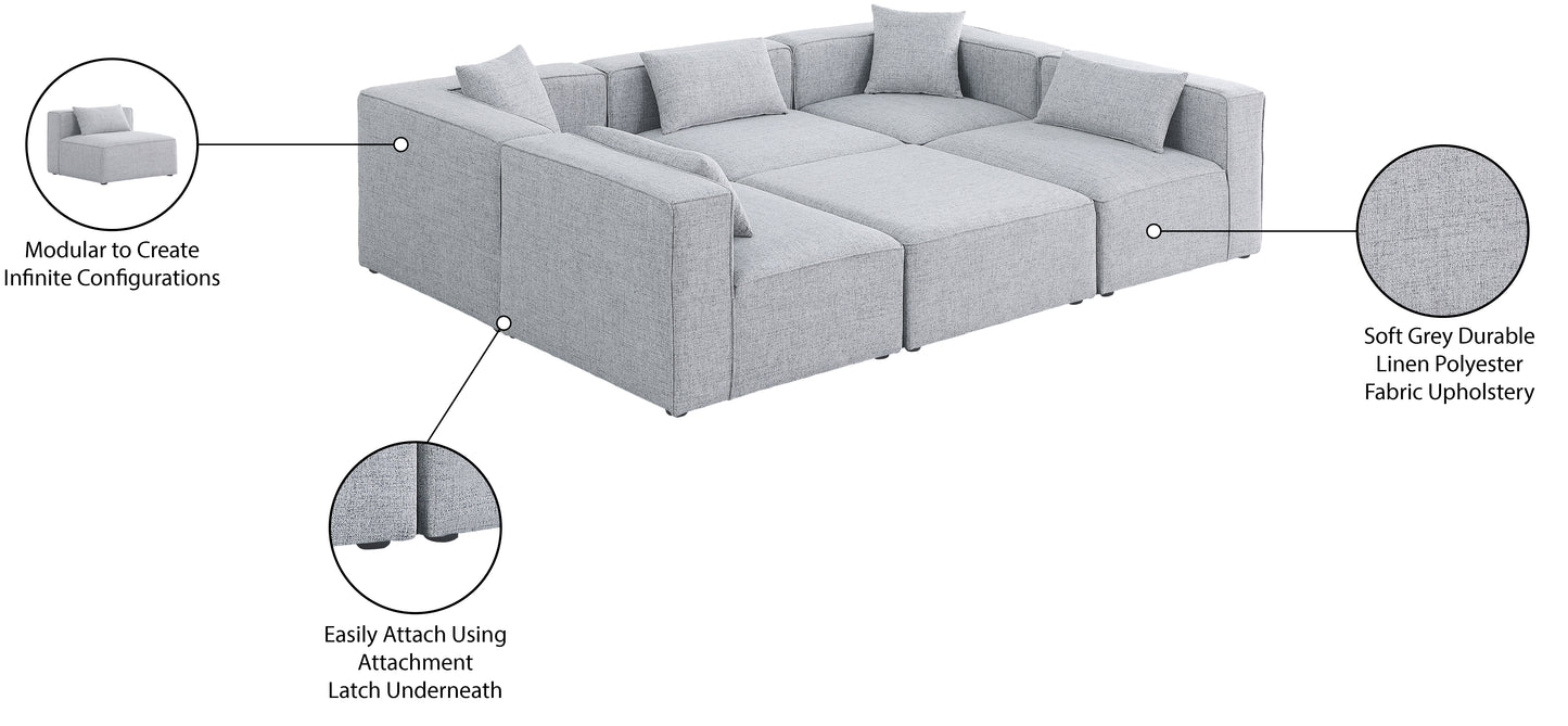 crescent grey durable linen textured modular sectional sec6c