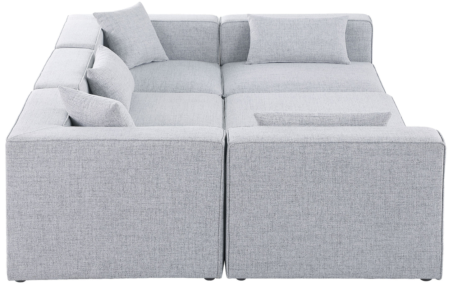 crescent grey durable linen textured modular sectional sec6c