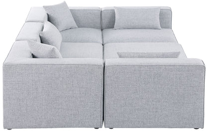 Crescent Grey Durable Linen Textured Modular Sectional Sec6C