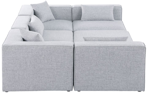 Crescent Grey Durable Linen Textured Modular Sectional Sec6C