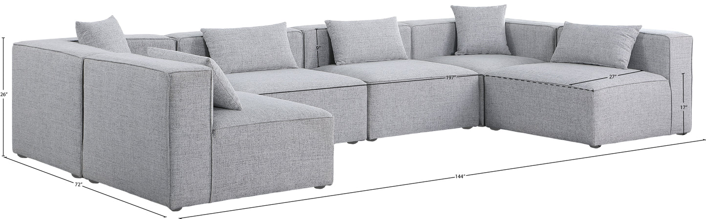 crescent grey durable linen textured modular sectional sec6d