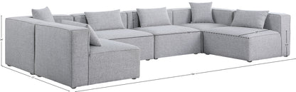 Crescent Grey Durable Linen Textured Modular Sectional Sec6D