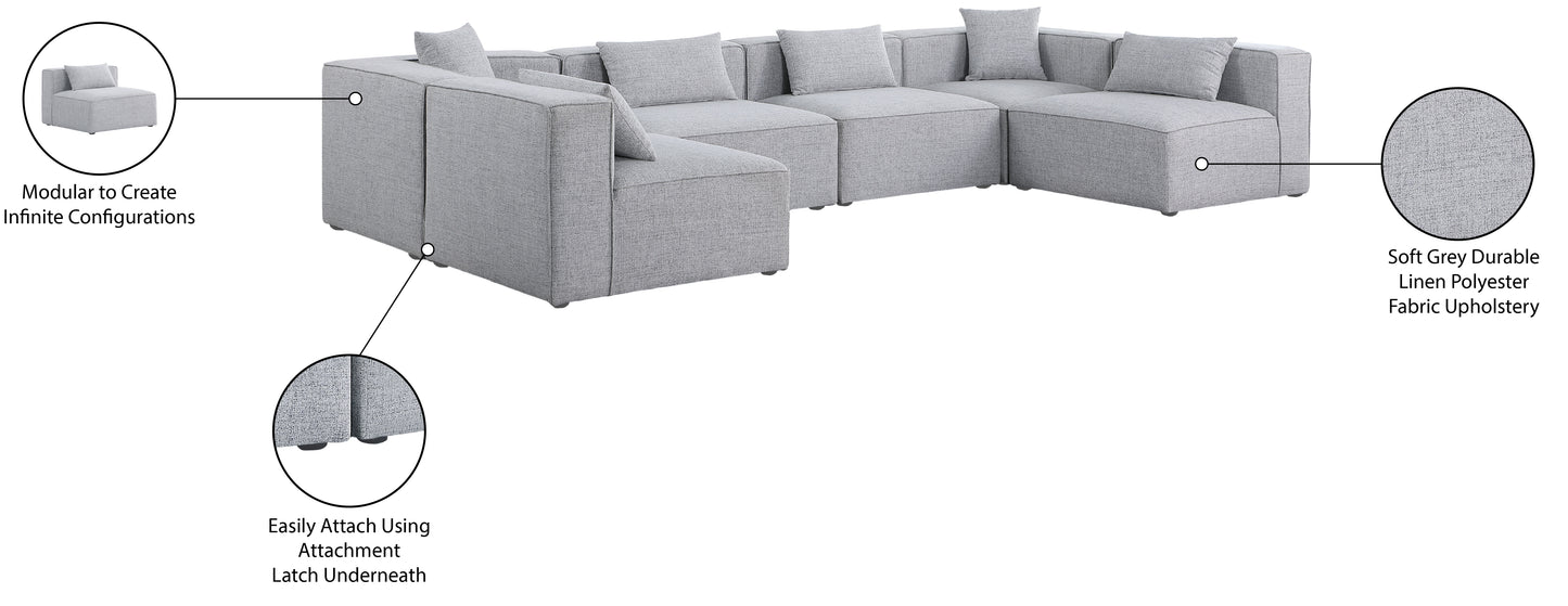 crescent grey durable linen textured modular sectional sec6d