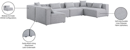 Crescent Grey Durable Linen Textured Modular Sectional Sec6D