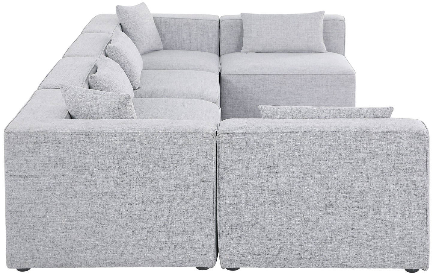 crescent grey durable linen textured modular sectional sec6d