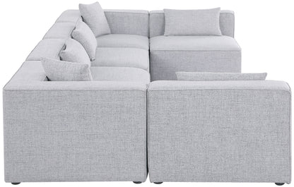 Crescent Grey Durable Linen Textured Modular Sectional Sec6D