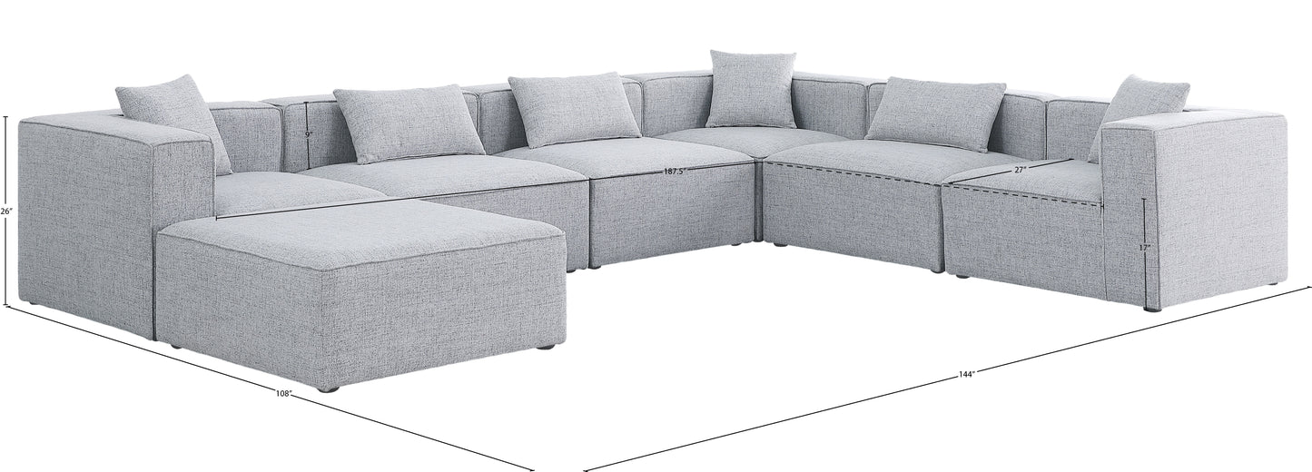 crescent grey durable linen textured modular sectional sec7a