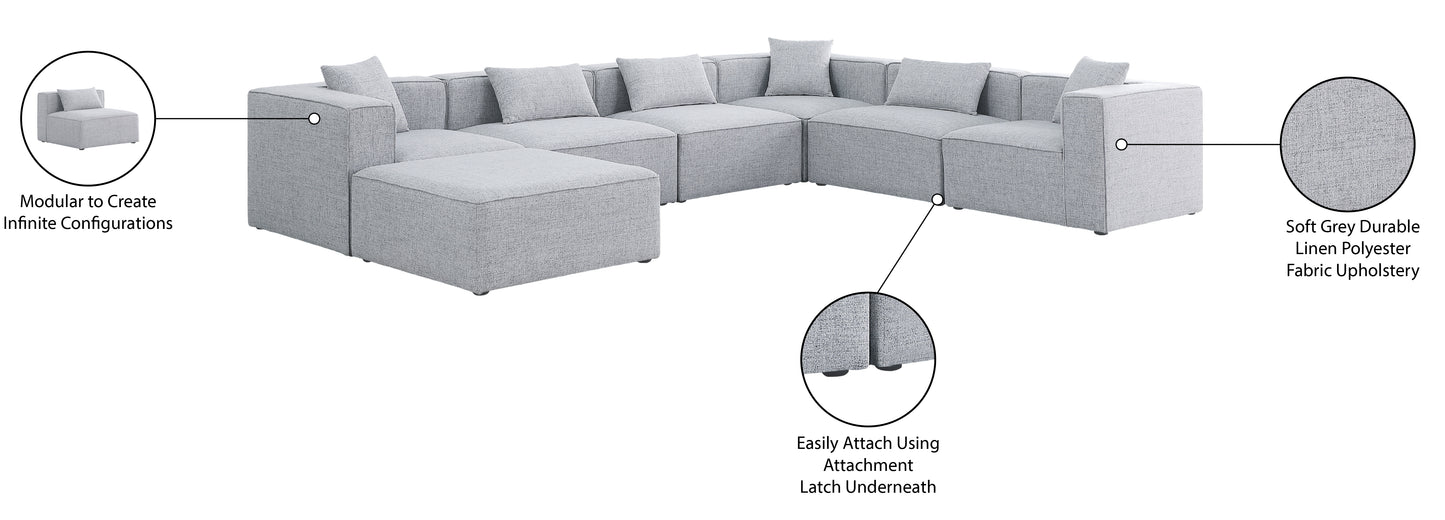 crescent grey durable linen textured modular sectional sec7a