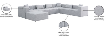 Crescent Grey Durable Linen Textured Modular Sectional Sec7A