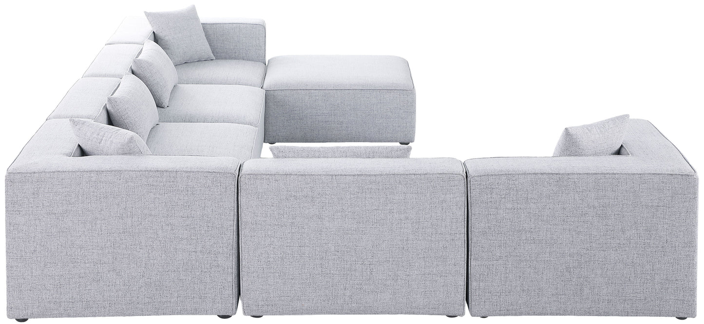 crescent grey durable linen textured modular sectional sec7a