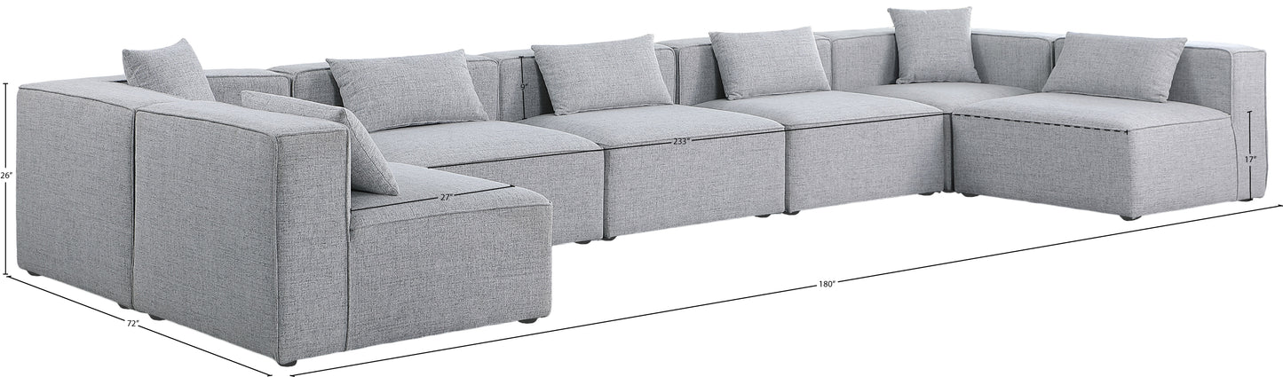 crescent grey durable linen textured modular sectional sec7b