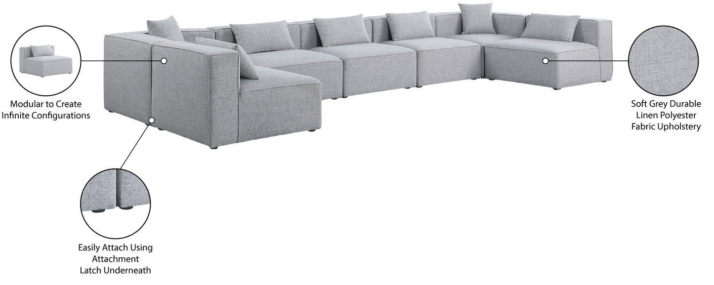 crescent grey durable linen textured modular sectional sec7b