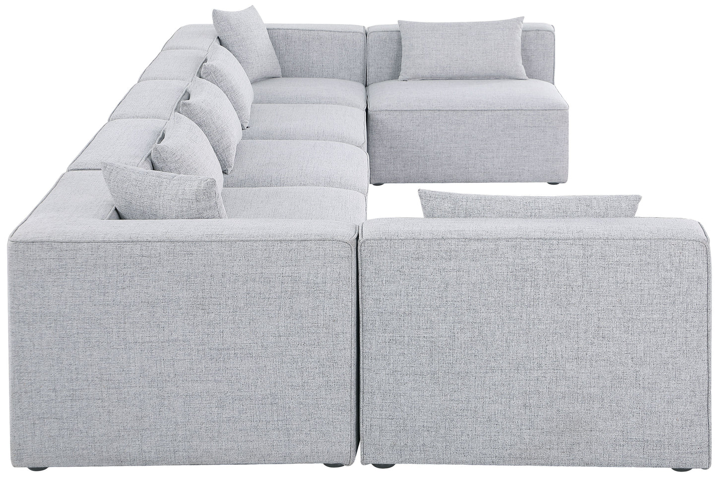 crescent grey durable linen textured modular sectional sec7b