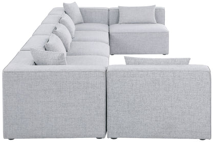 Crescent Grey Durable Linen Textured Modular Sectional Sec7B