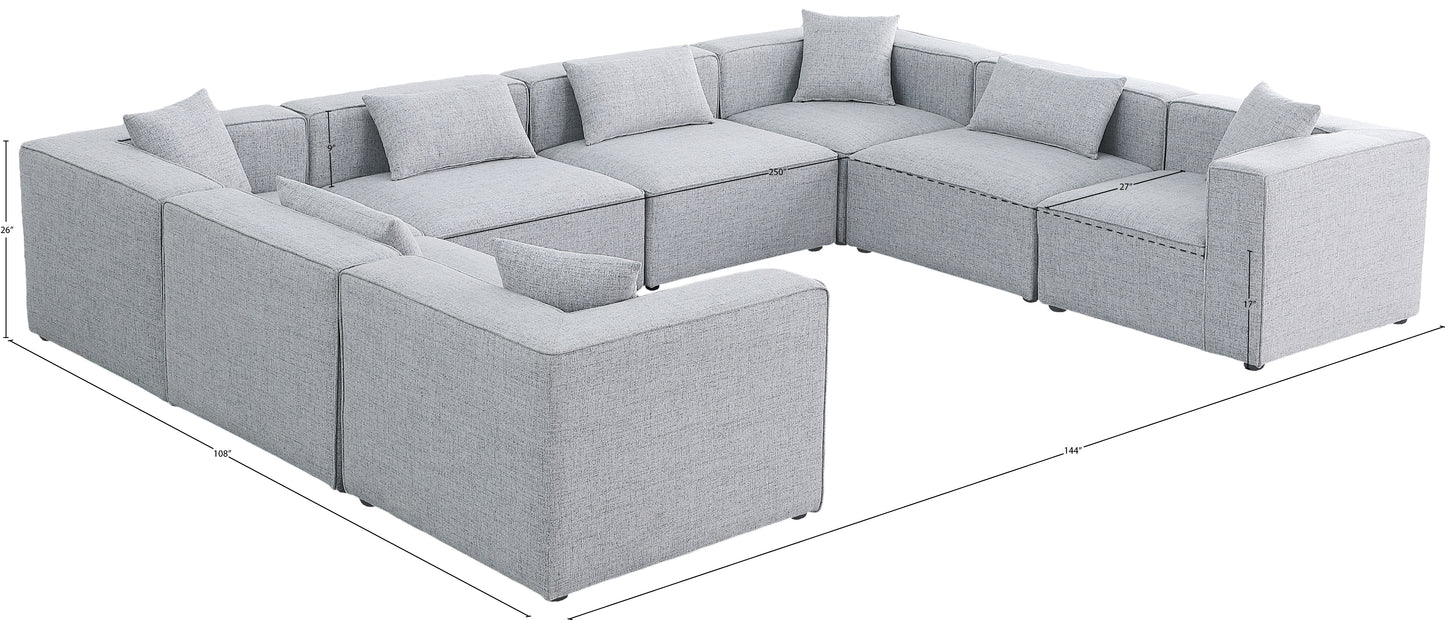 crescent grey durable linen textured modular sectional sec8a