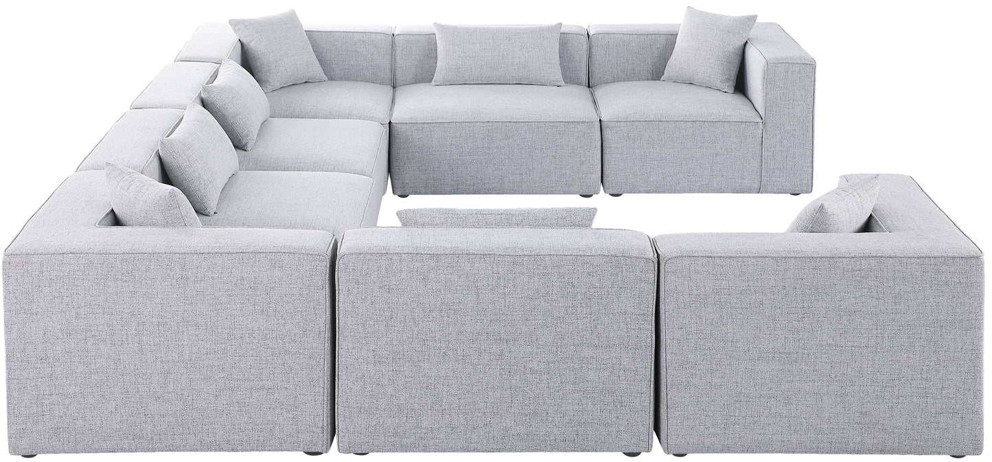 crescent grey durable linen textured modular sectional sec8a