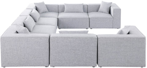 Crescent Grey Durable Linen Textured Modular Sectional Sec8A