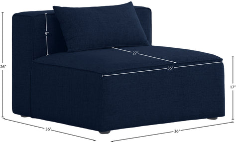 Crescent Navy Durable Linen Textured Armless Chair Armless