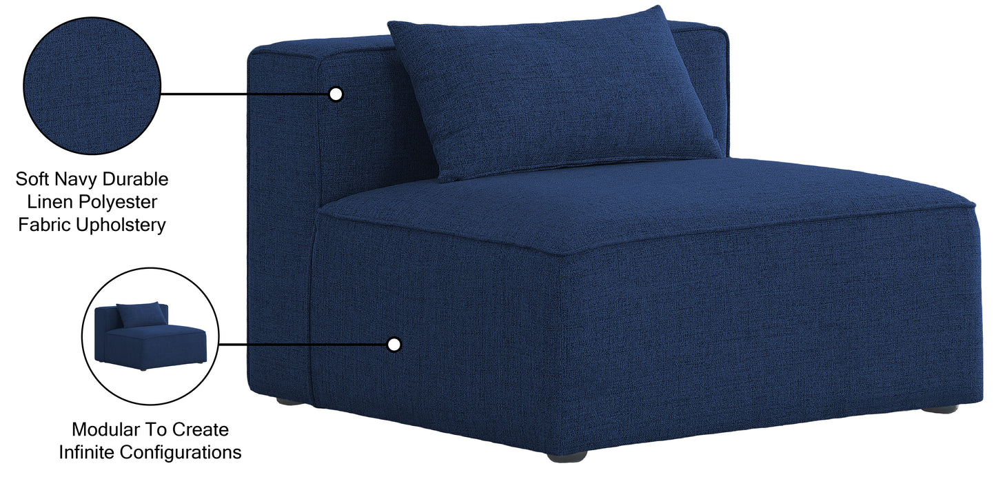 crescent navy durable linen textured armless chair armless