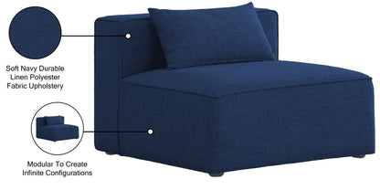 Crescent Navy Durable Linen Textured Armless Chair Armless