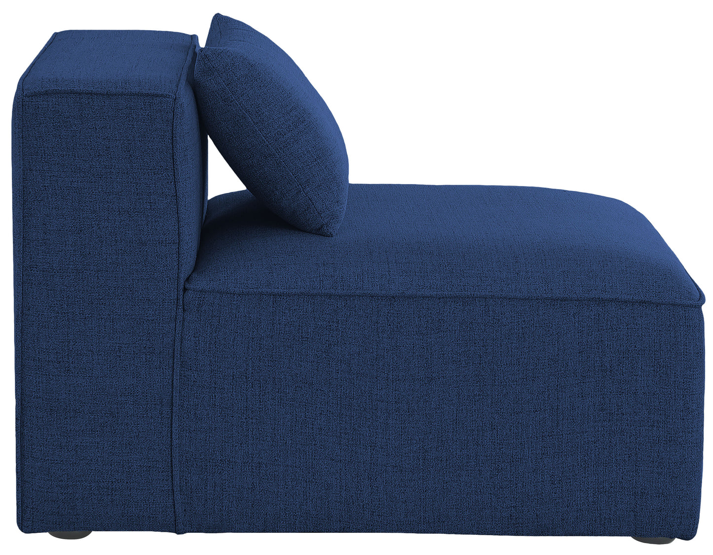 crescent navy durable linen textured armless chair armless