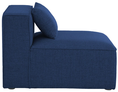 Crescent Navy Durable Linen Textured Armless Chair Armless