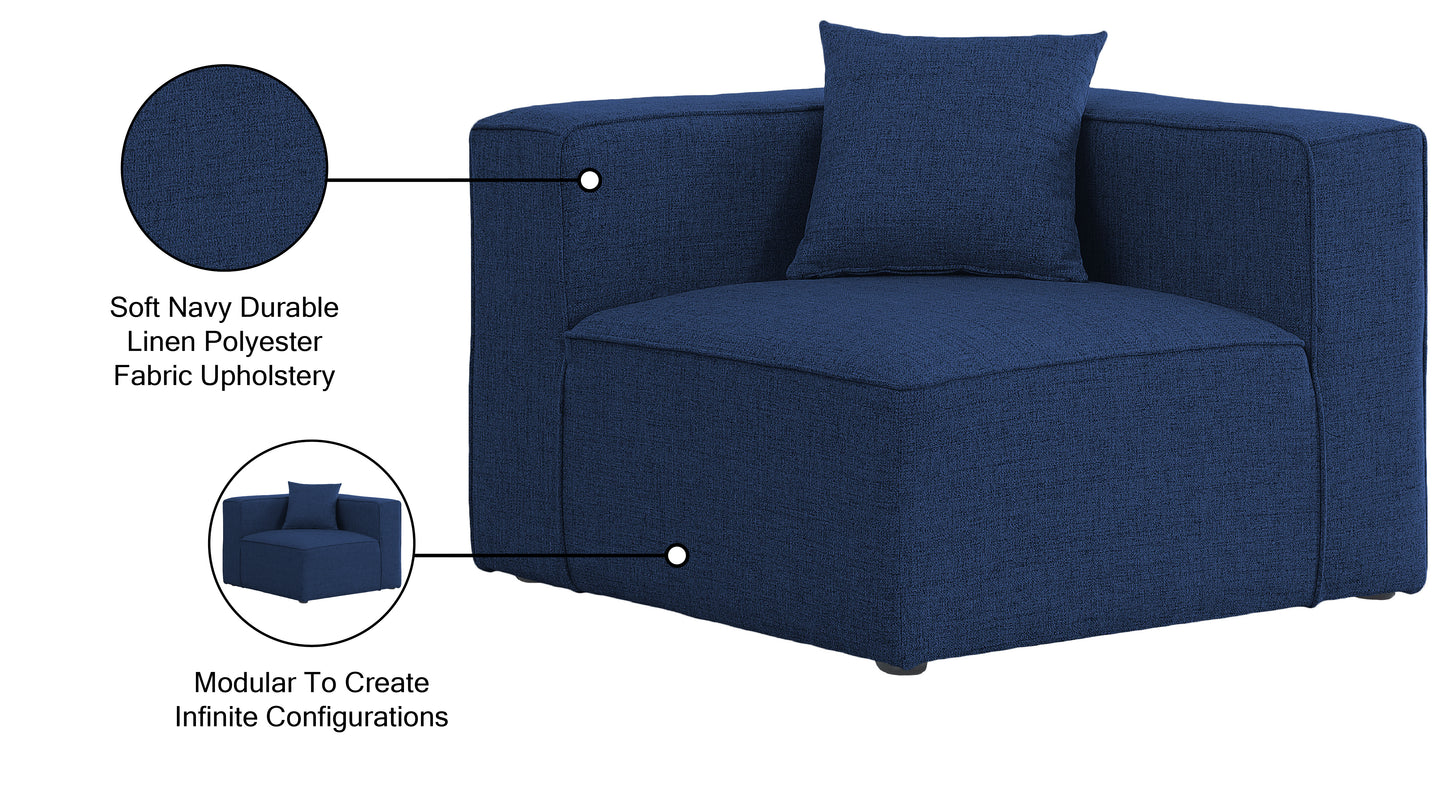 crescent navy durable linen textured corner chair corner