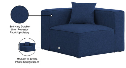 Crescent Navy Durable Linen Textured Corner Chair Corner