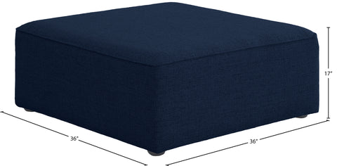 Crescent Navy Durable Linen Textured Ottoman Ott