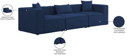 Crescent Navy Durable Linen Textured Modular Sofa S108B