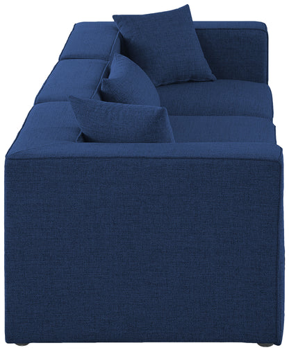 Crescent Navy Durable Linen Textured Modular Sofa S108B