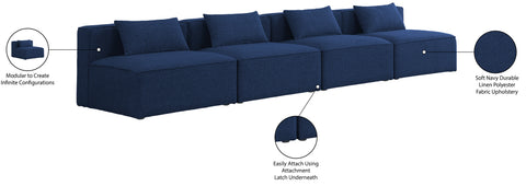 Crescent Navy Durable Linen Textured Modular Sofa S144A