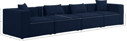 Crescent Navy Durable Linen Textured Modular Sofa S144B