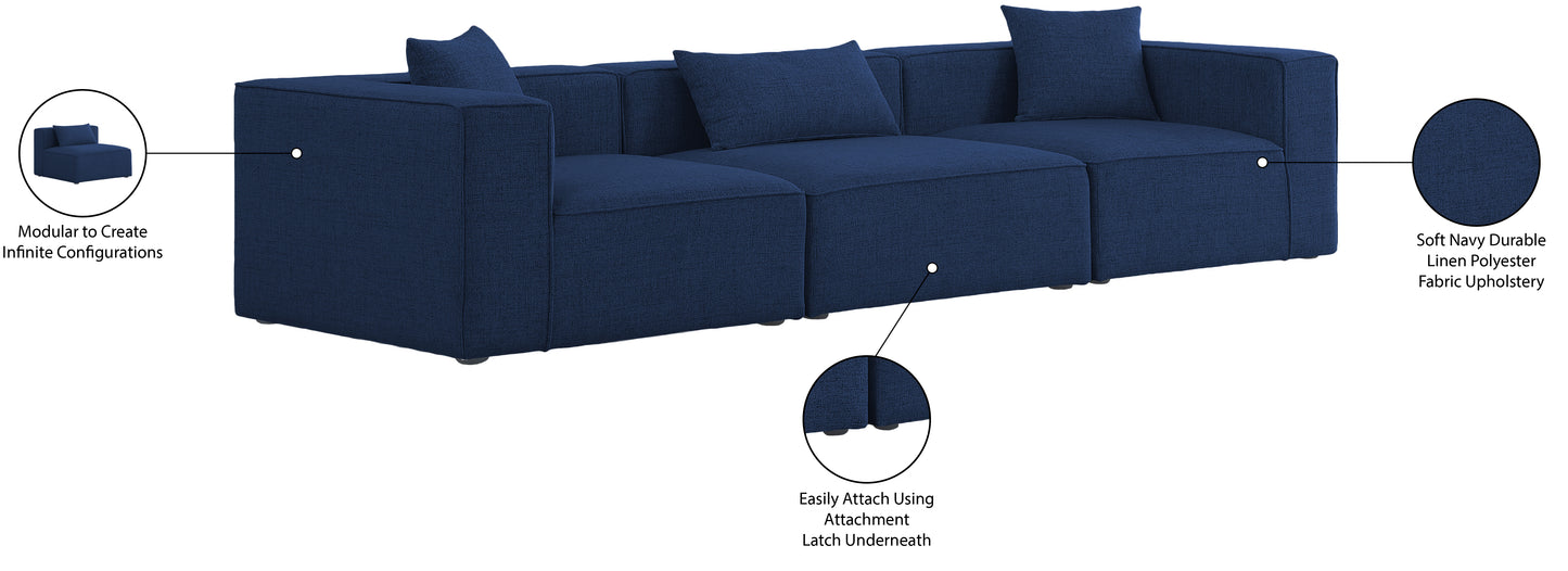 crescent navy durable linen textured modular sofa s144b