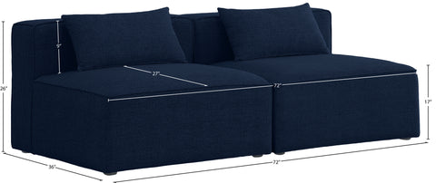 Crescent Navy Durable Linen Textured Modular Sofa S72A