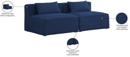 Crescent Navy Durable Linen Textured Modular Sofa S72A