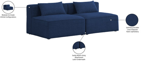 Crescent Navy Durable Linen Textured Modular Sofa S72A