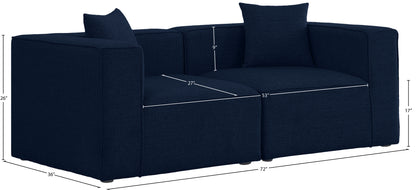 Crescent Navy Durable Linen Textured Modular Sofa S72B