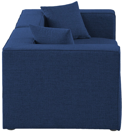 Crescent Navy Durable Linen Textured Modular Sofa S72B