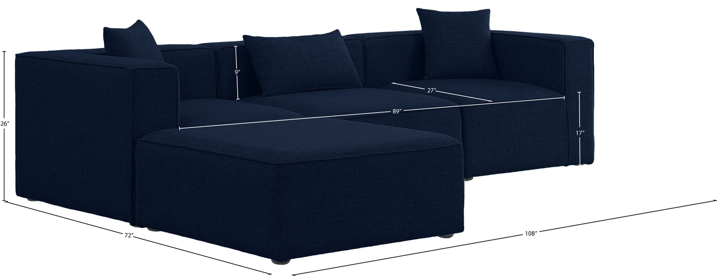 crescent navy durable linen textured modular sectional sec4a