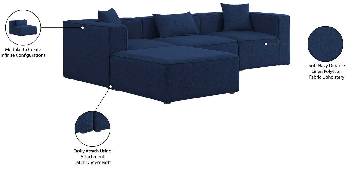 crescent navy durable linen textured modular sectional sec4a