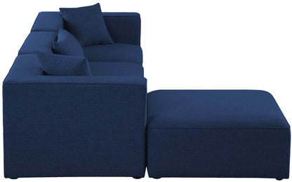 Crescent Navy Durable Linen Textured Modular Sectional Sec4A