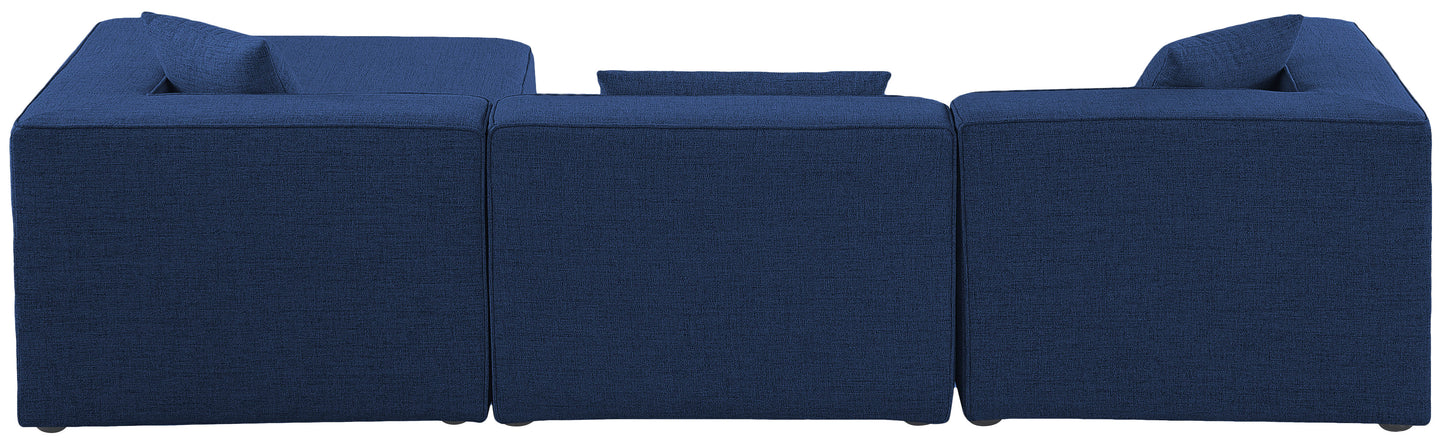 crescent navy durable linen textured modular sectional sec4a